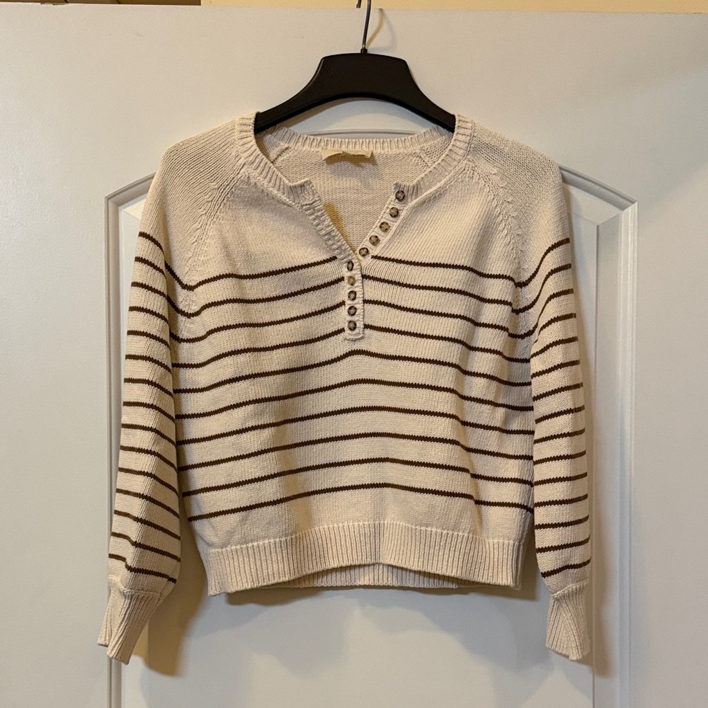 Striped Cream and Brown Women's Sweater